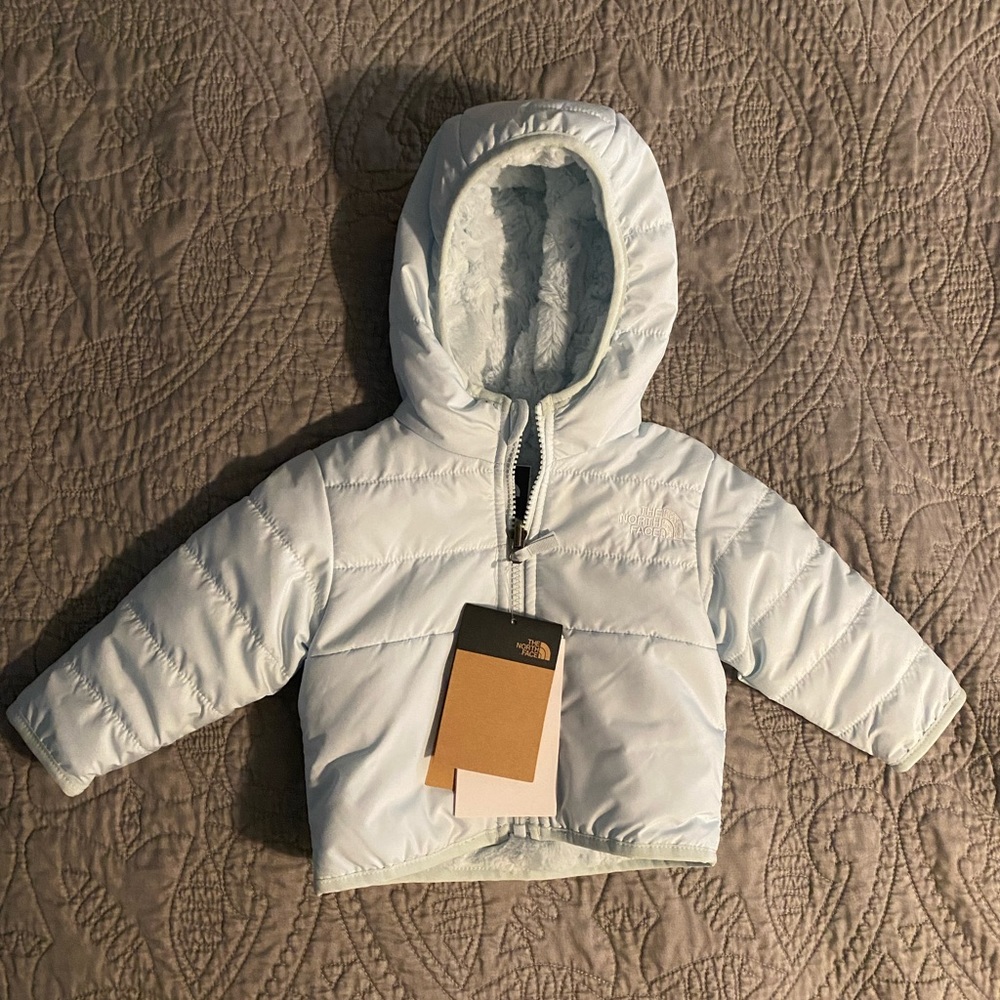 North Face Baby Hooded Reversible Mossbud Down Puffer Jacket NWT